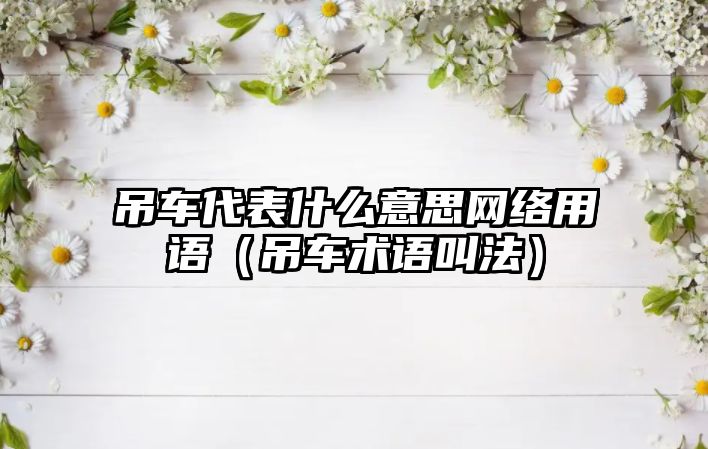 吊車代表什么意思網絡用語（吊車術語叫法）