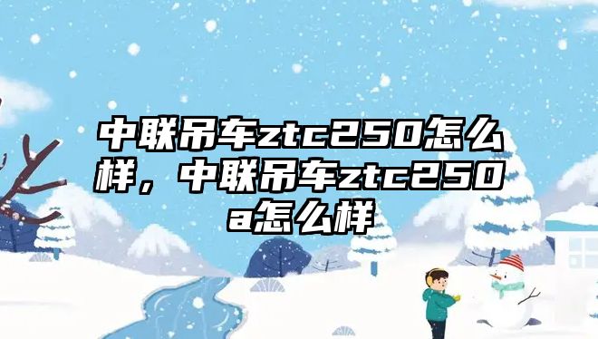 中聯(lián)吊車ztc250怎么樣，中聯(lián)吊車ztc250a怎么樣