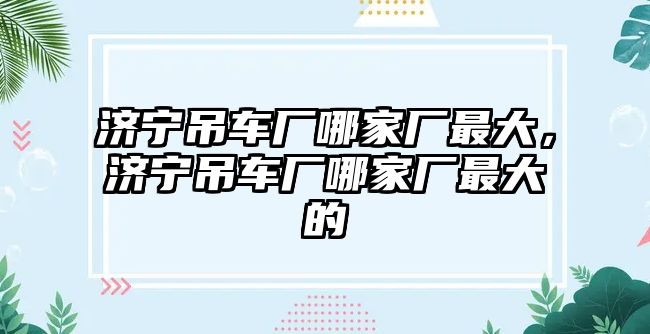 濟寧吊車廠哪家廠最大，濟寧吊車廠哪家廠最大的