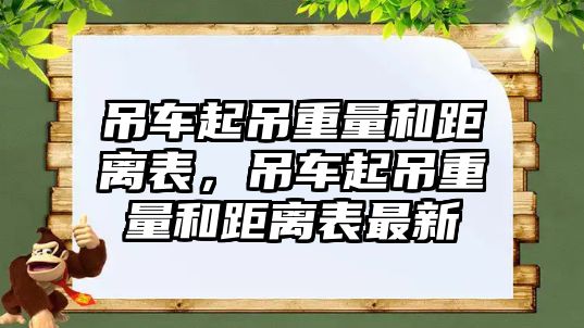 吊車起吊重量和距離表，吊車起吊重量和距離表最新