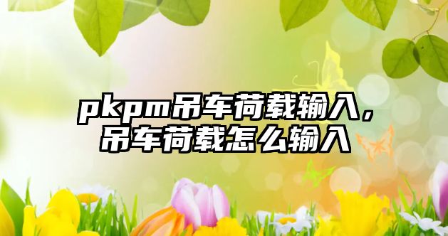 pkpm吊車荷載輸入，吊車荷載怎么輸入