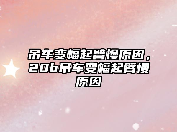 吊車變幅起臂慢原因，20b吊車變幅起臂慢原因