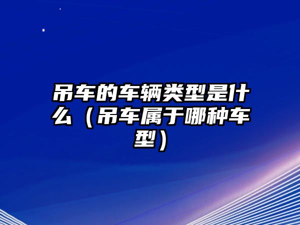 吊車的車輛類型是什么（吊車屬于哪種車型）