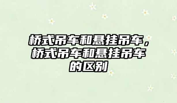 橋式吊車和懸掛吊車，橋式吊車和懸掛吊車的區(qū)別