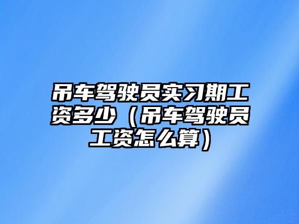 吊車駕駛員實(shí)習(xí)期工資多少（吊車駕駛員工資怎么算）