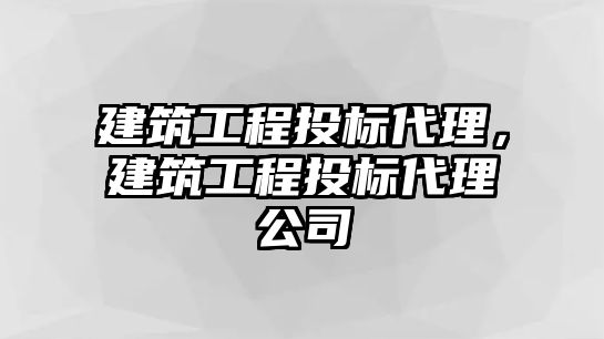 建筑工程投標(biāo)代理，建筑工程投標(biāo)代理公司