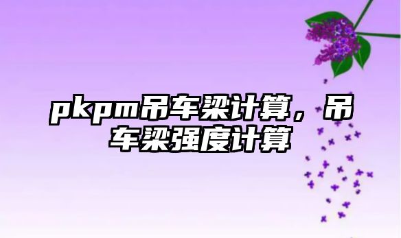 pkpm吊車梁計(jì)算，吊車梁強(qiáng)度計(jì)算