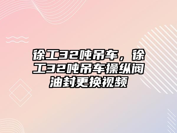 徐工32噸吊車，徐工32噸吊車操縱閥油封更換視頻