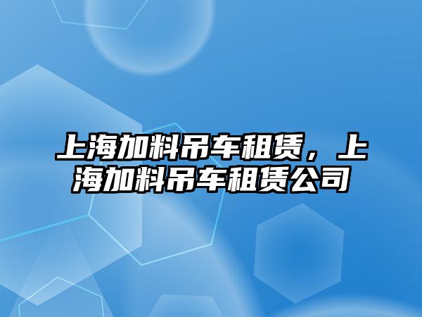 上海加料吊車租賃，上海加料吊車租賃公司