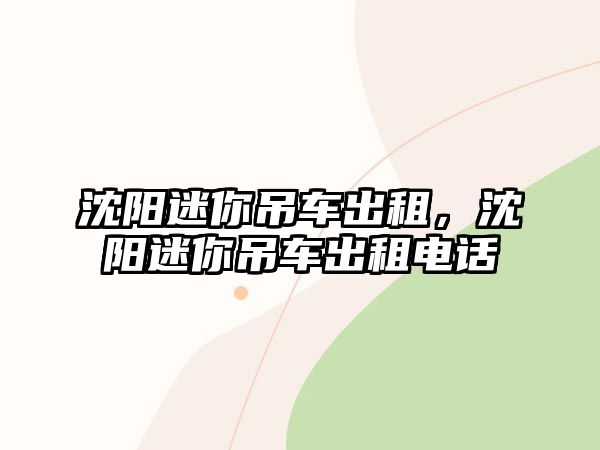 沈陽迷你吊車出租，沈陽迷你吊車出租電話