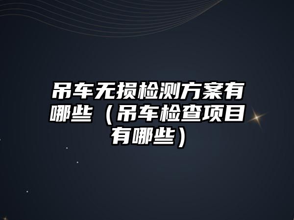 吊車無損檢測(cè)方案有哪些（吊車檢查項(xiàng)目有哪些）