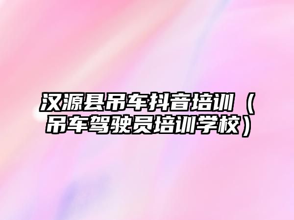 漢源縣吊車(chē)抖音培訓(xùn)（吊車(chē)駕駛員培訓(xùn)學(xué)校）