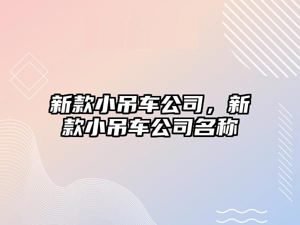 新款小吊車(chē)公司，新款小吊車(chē)公司名稱