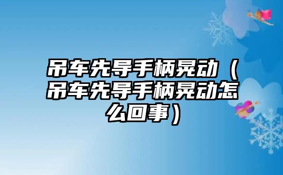 吊車先導手柄晃動（吊車先導手柄晃動怎么回事）