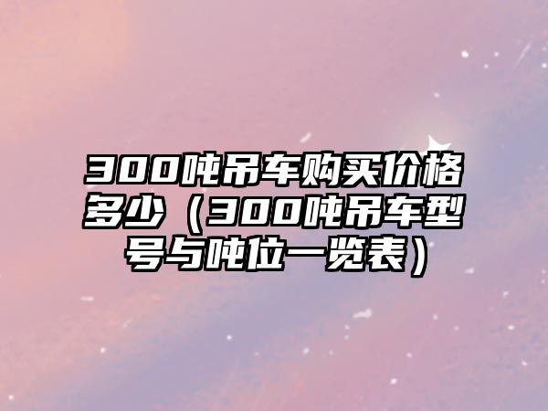 300噸吊車購買價格多少（300噸吊車型號與噸位一覽表）