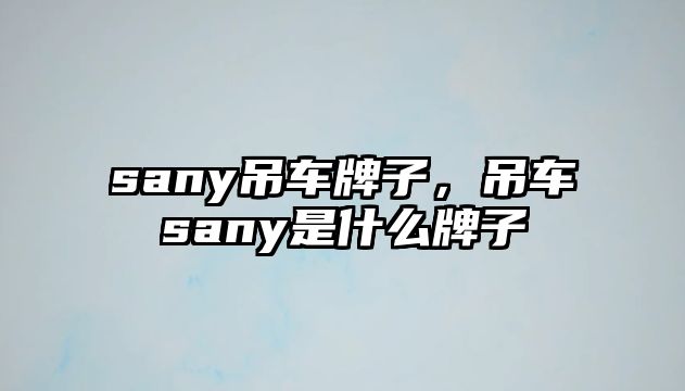 sany吊車牌子，吊車sany是什么牌子