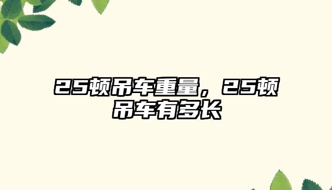 25頓吊車重量，25頓吊車有多長