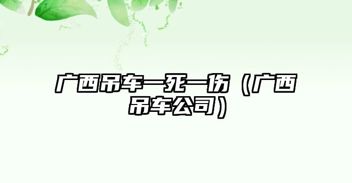 廣西吊車一死一傷（廣西吊車公司）