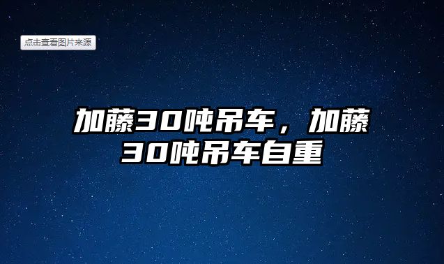 加藤30噸吊車，加藤30噸吊車自重