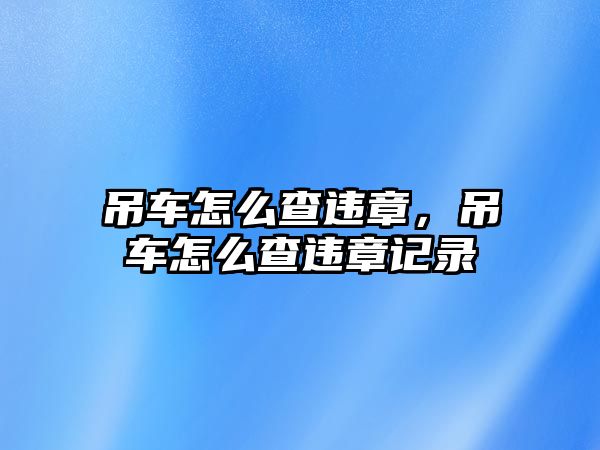 吊車怎么查違章，吊車怎么查違章記錄