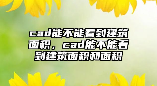 cad能不能看到建筑面積，cad能不能看到建筑面積和面積