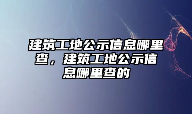 建筑工地公示信息哪里查，建筑工地公示信息哪里查的